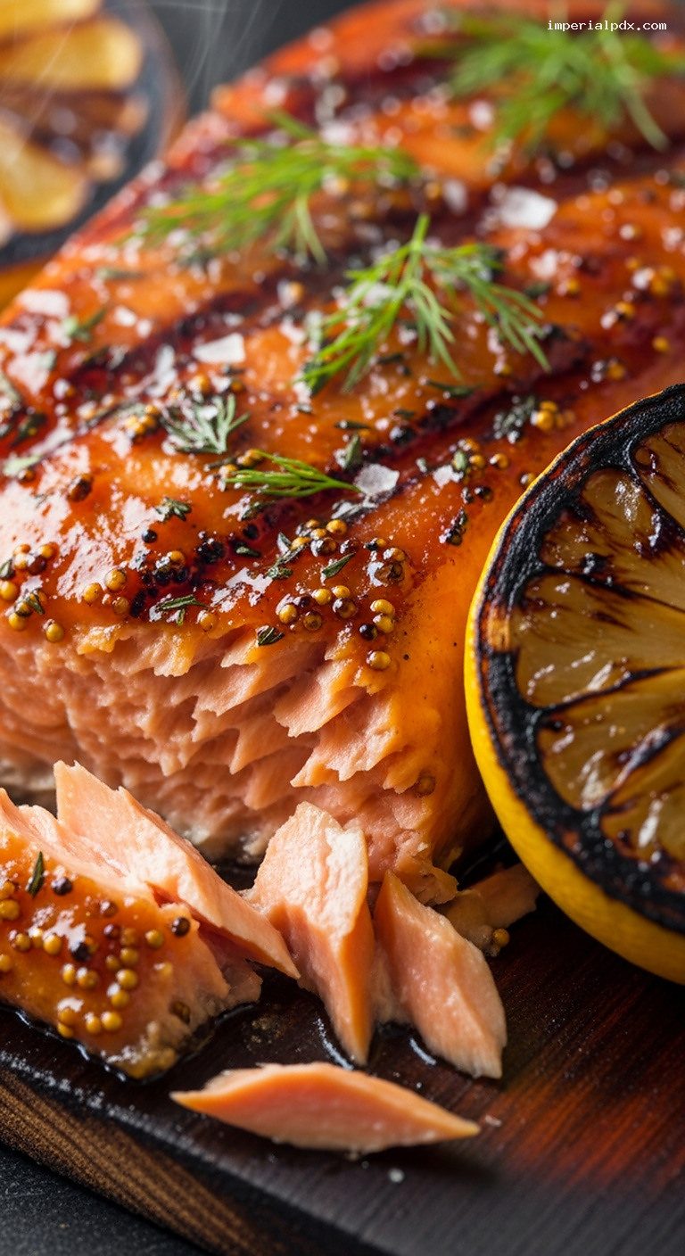Maple-Glazed Grilled Salmon with Charred Lemon