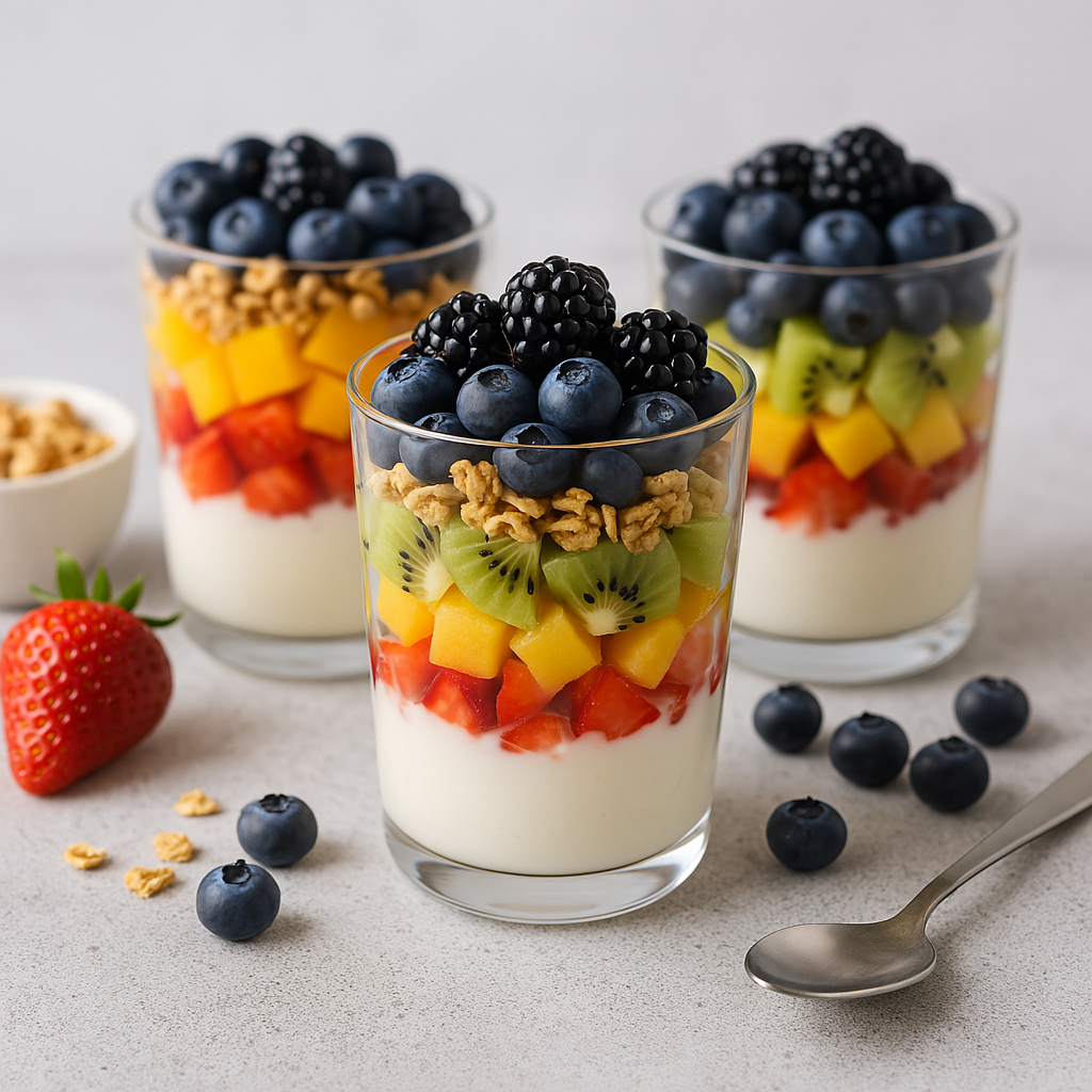 No-Bake Rainbow Fruit and Yogurt Parfait Cups