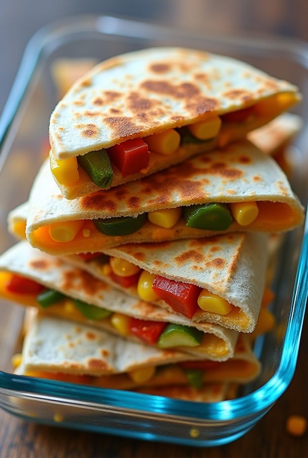Vegetable-Packed Mini Quesadillas with Cheddar and Corn