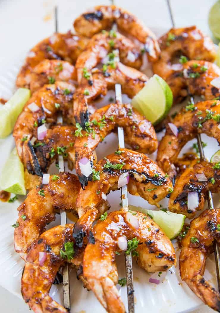 Grilled Chile-Lime Shrimp Skewers with Cilantro