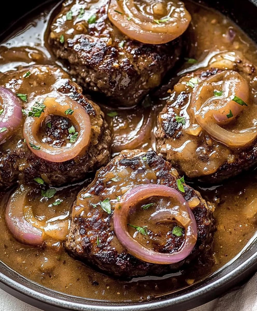 Pan-Seared Hamburger Steak with Onion Gravy