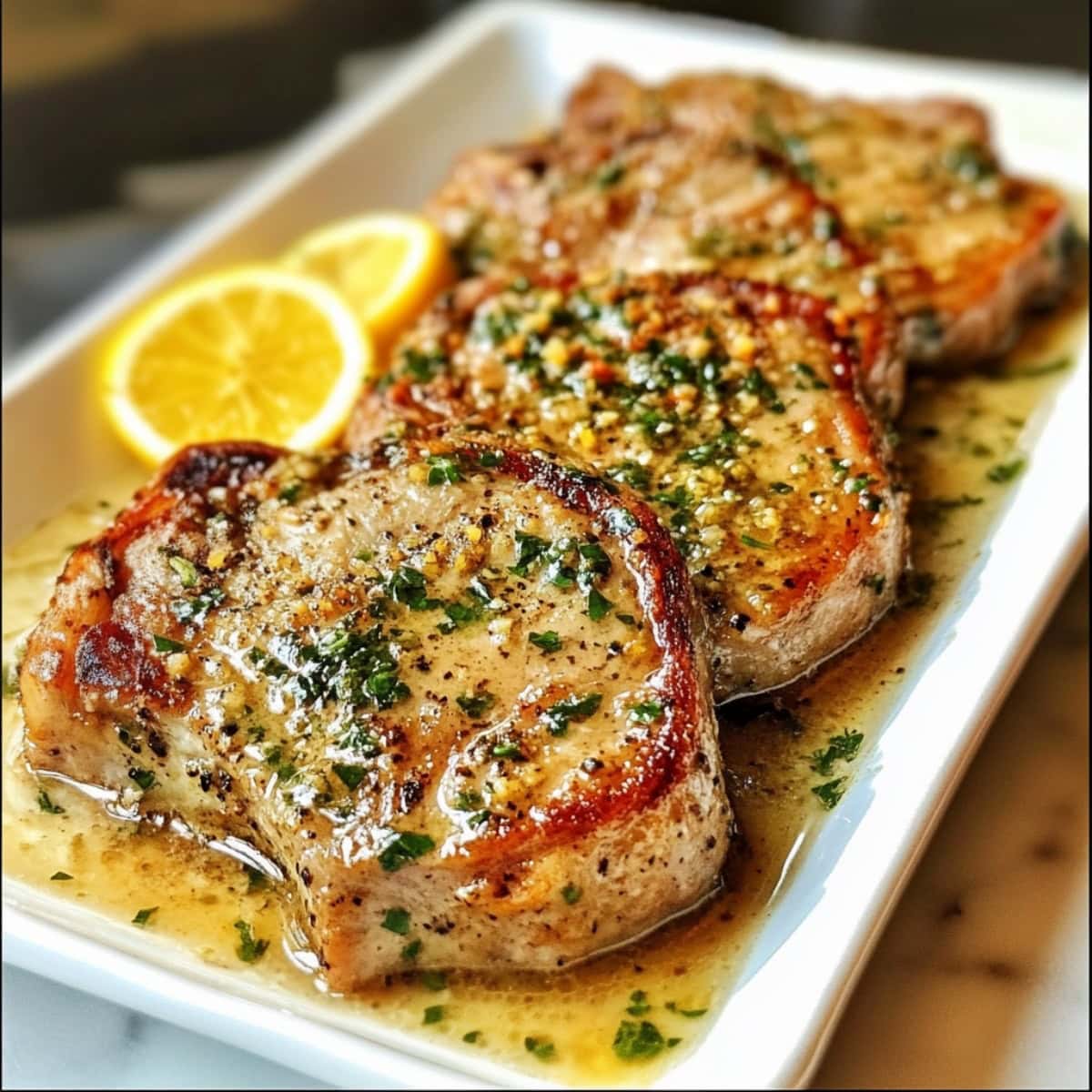 Lemon-Rosemary Grilled Pork Chops with Garlic Butter
