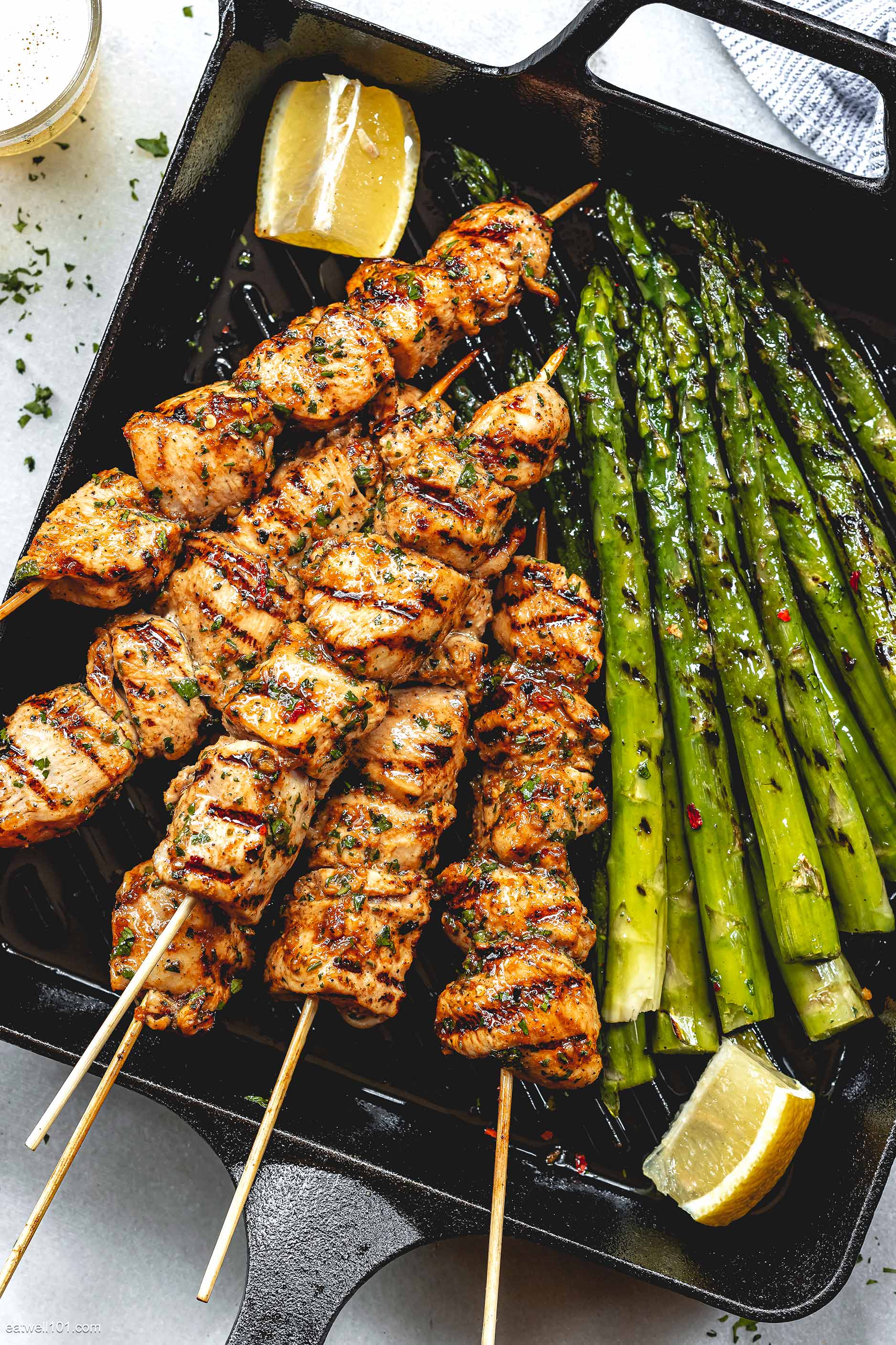 Grilled Lemon-Garlic Chicken Skewers with Herb Yogurt Sauce