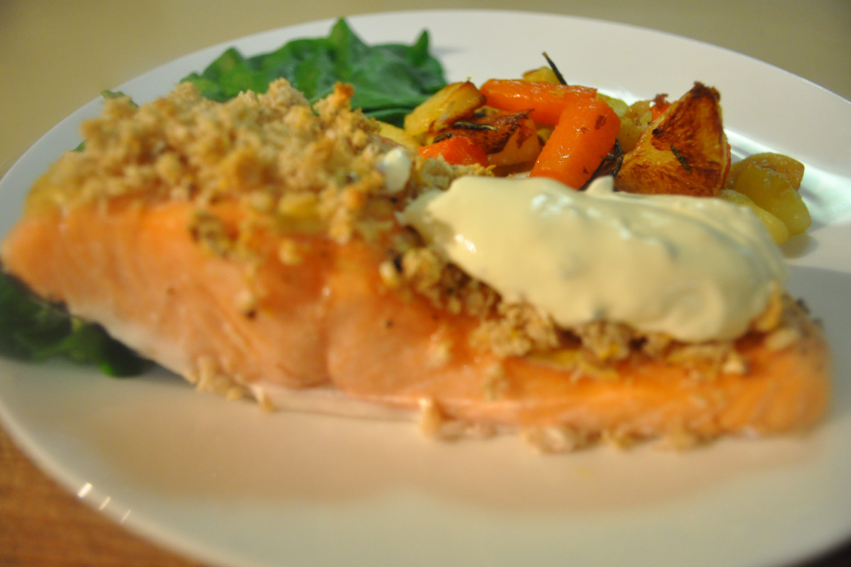 Oven-Roasted Salmon with Dijon Mustard and Herb Crust