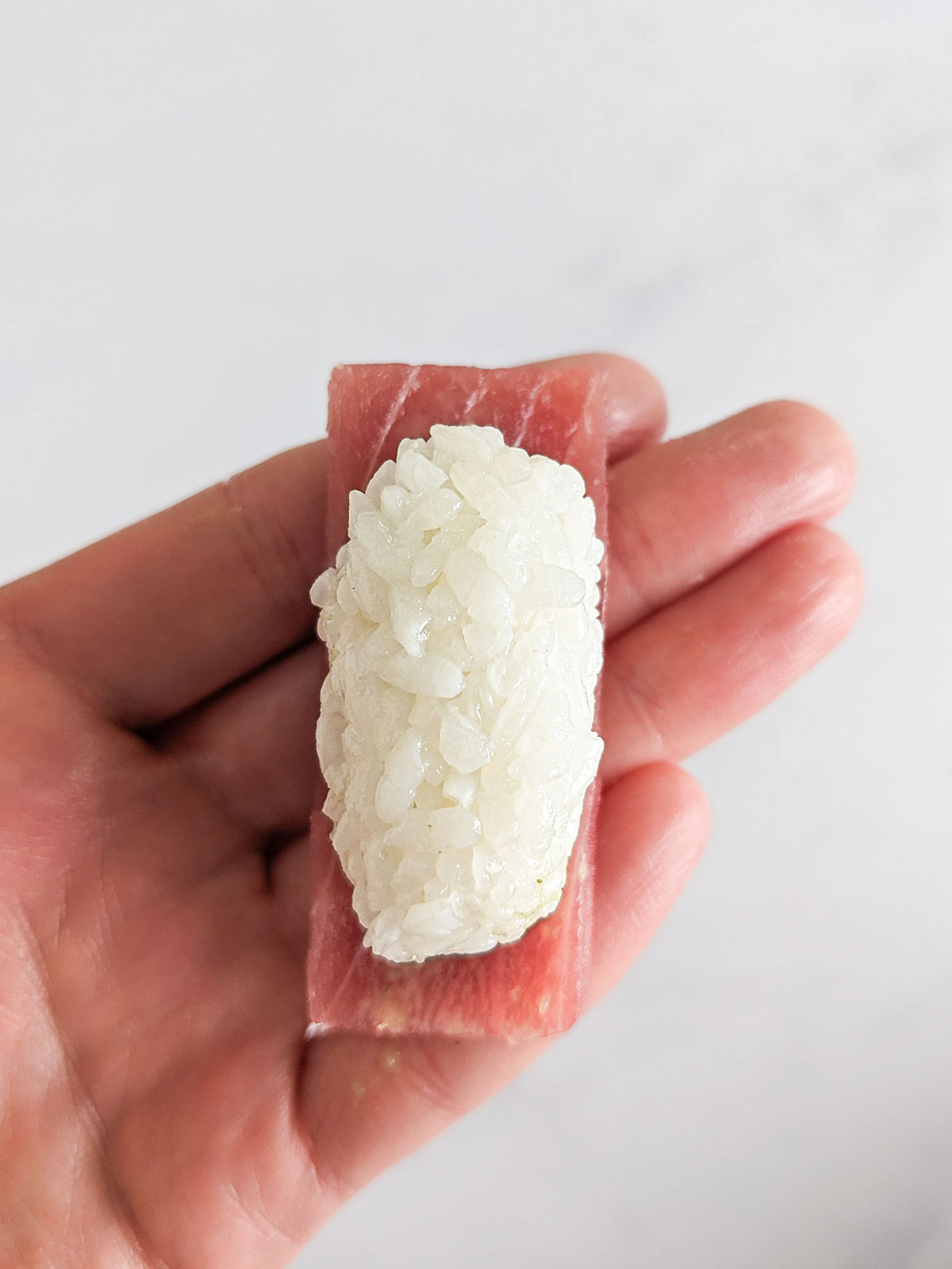 Edomae-Style Nigiri with Vinegared Sushi Rice and Fresh Tuna