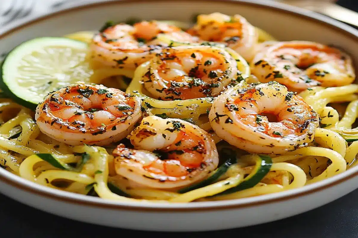 Sautéed Shrimp with Zucchini Noodles and Garlic-Chili Sauce