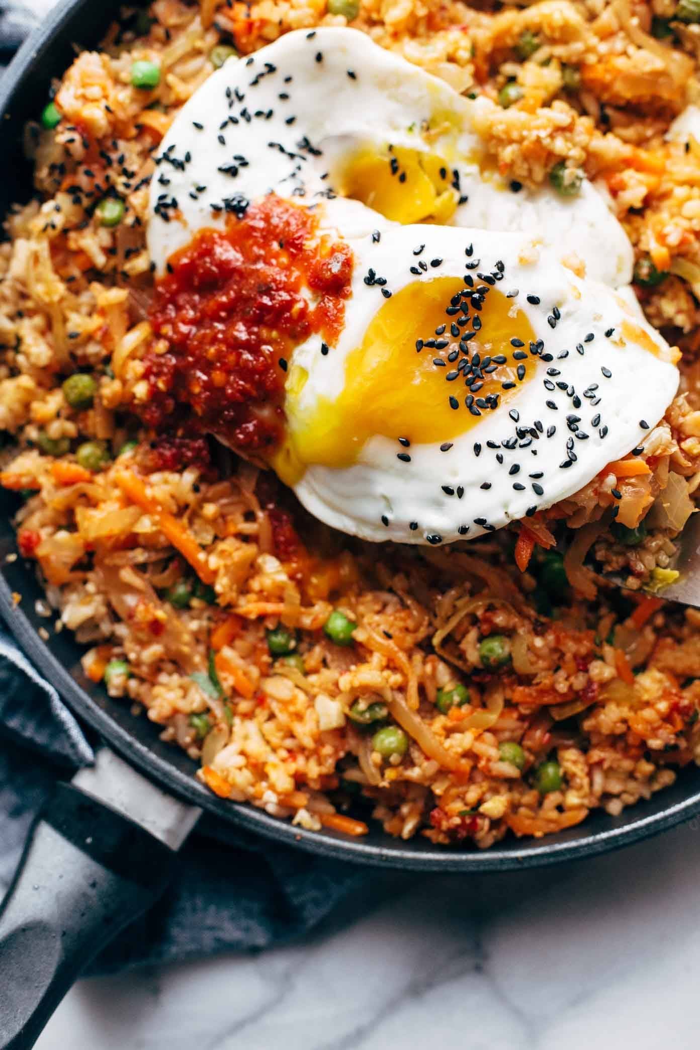 Korean-Inspired Kimchi Fried Rice with Bacon and Egg
