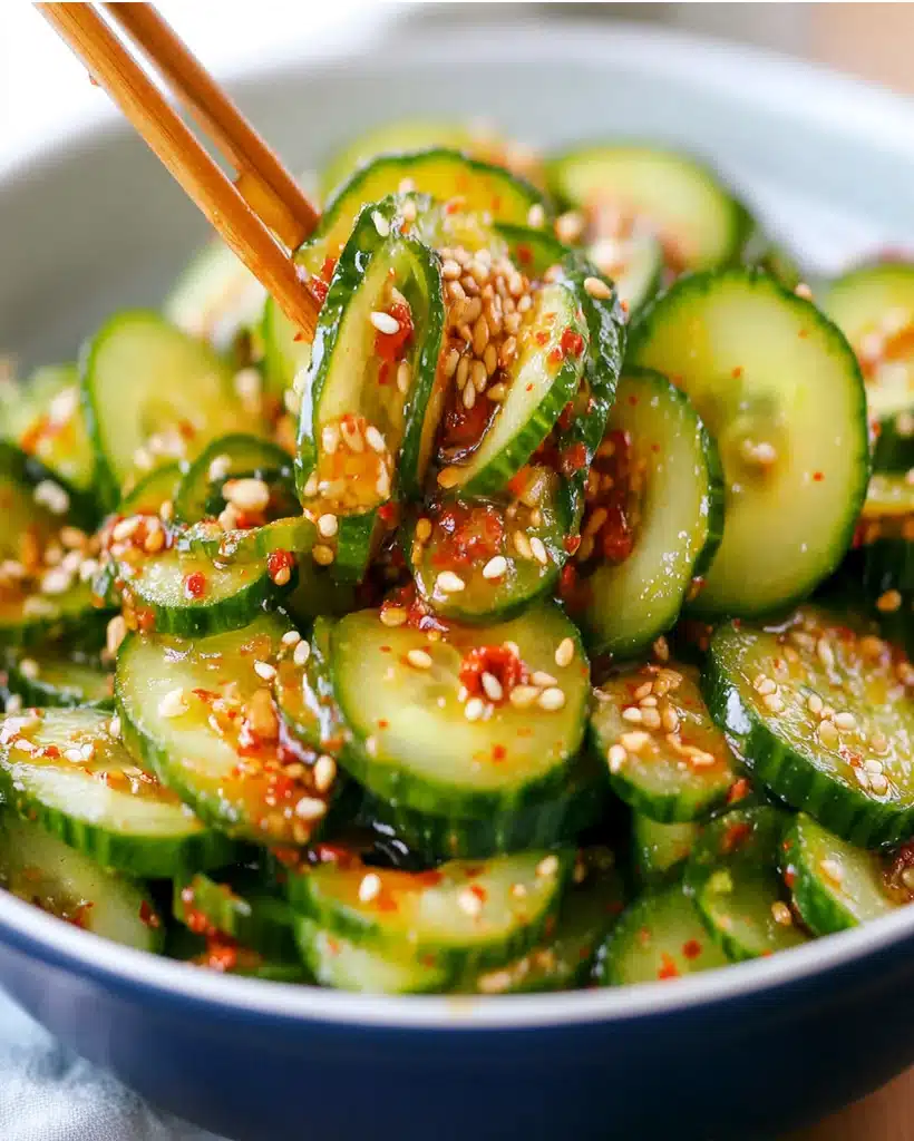 Cold Korean Cucumber Salad with Garlic and Sesame