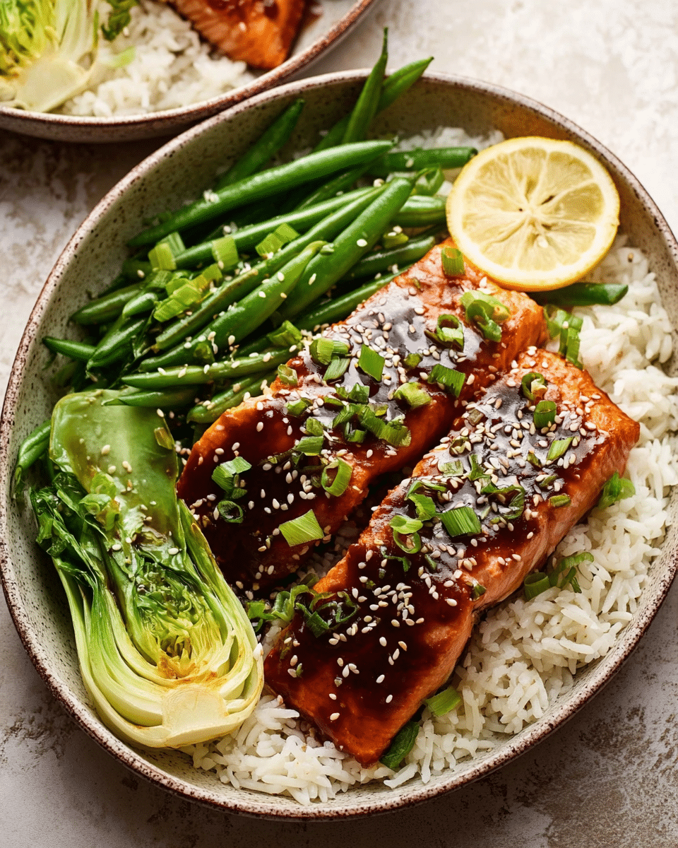 Garlic-Soy Glazed Salmon with Sesame Green Beans