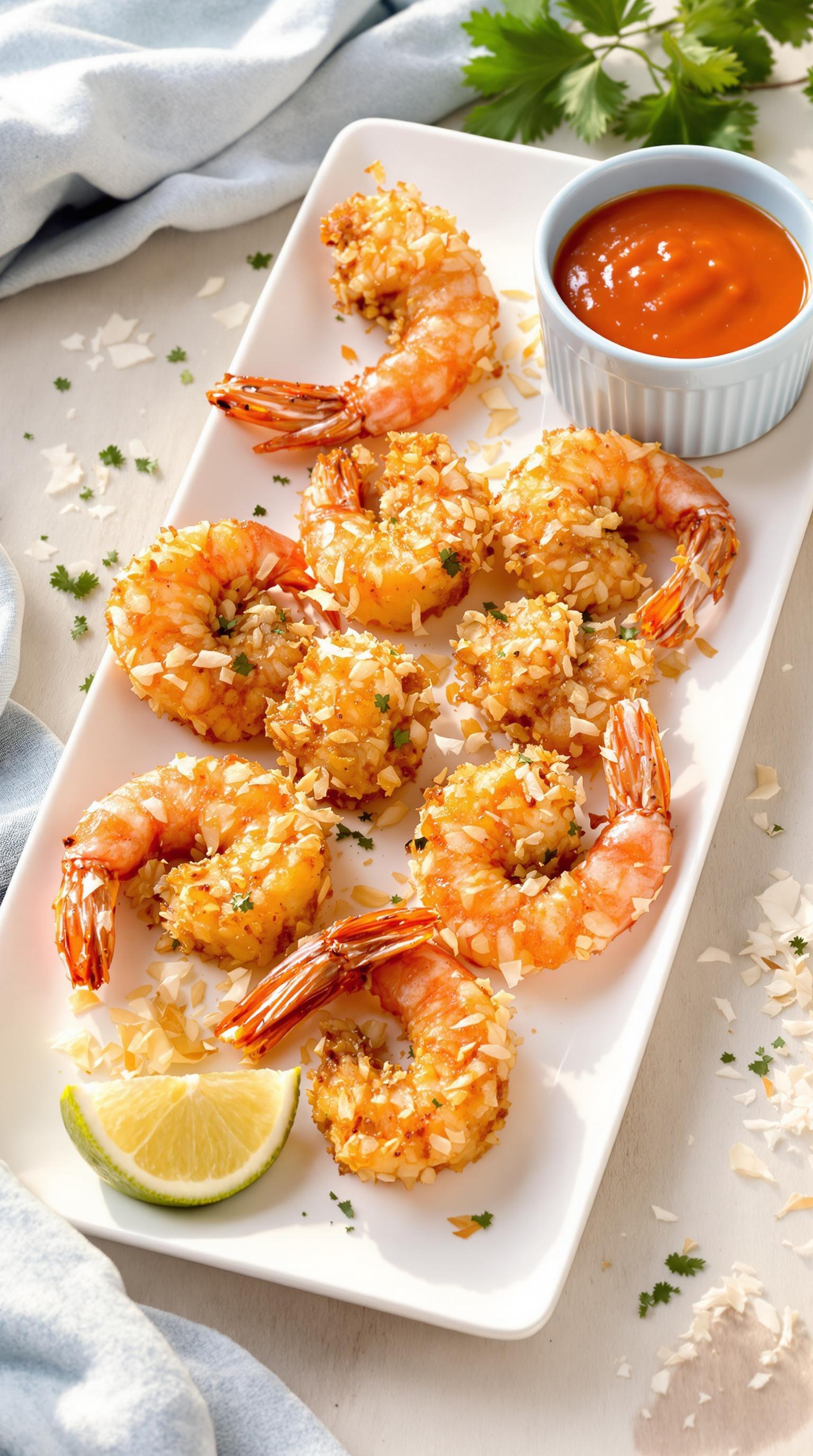 Beer-Battered Coconut Shrimp with Spiced Coconut Coating