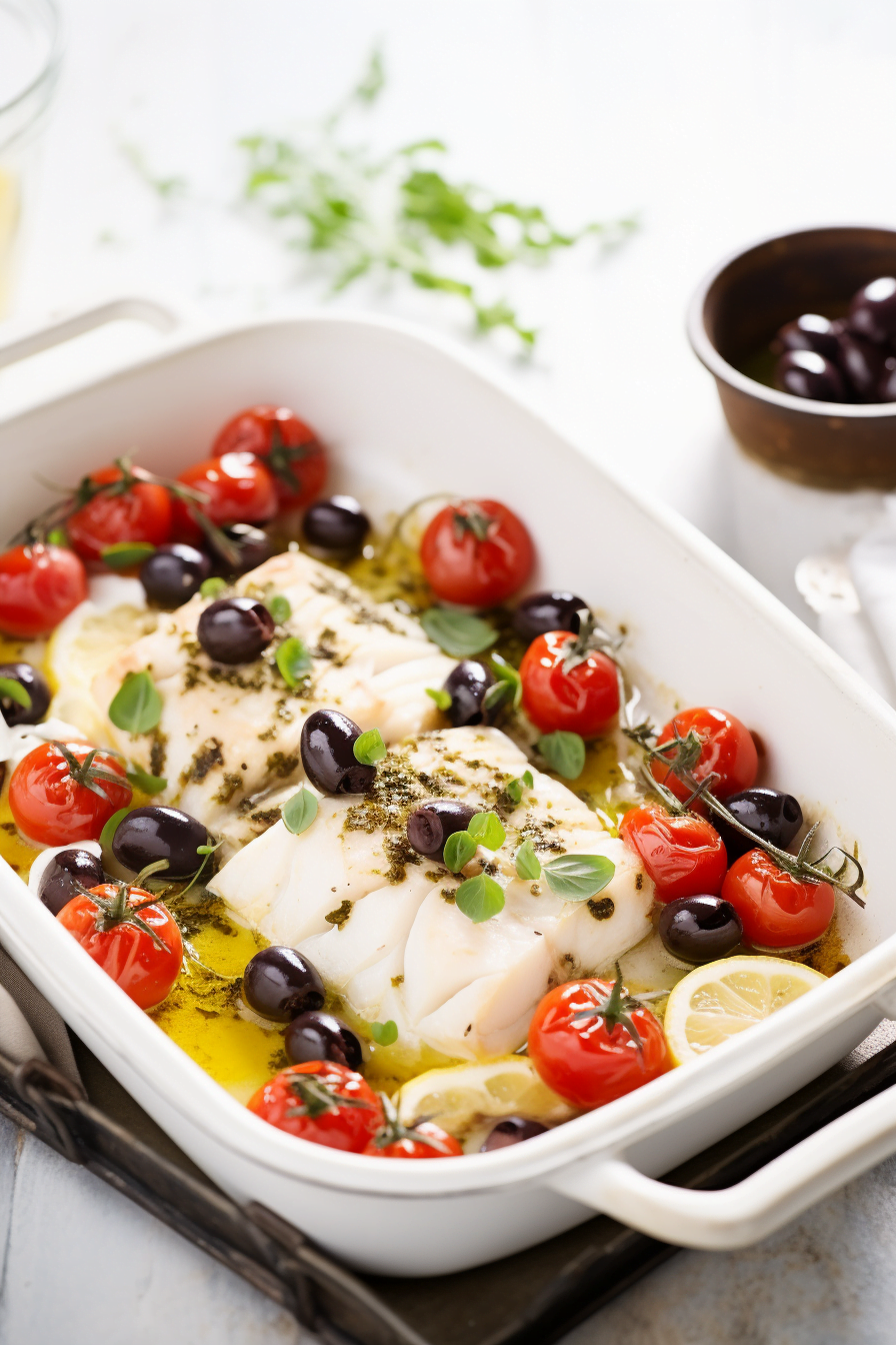 Baked Spanish-Style Cod with Tomato and Olive Ragout