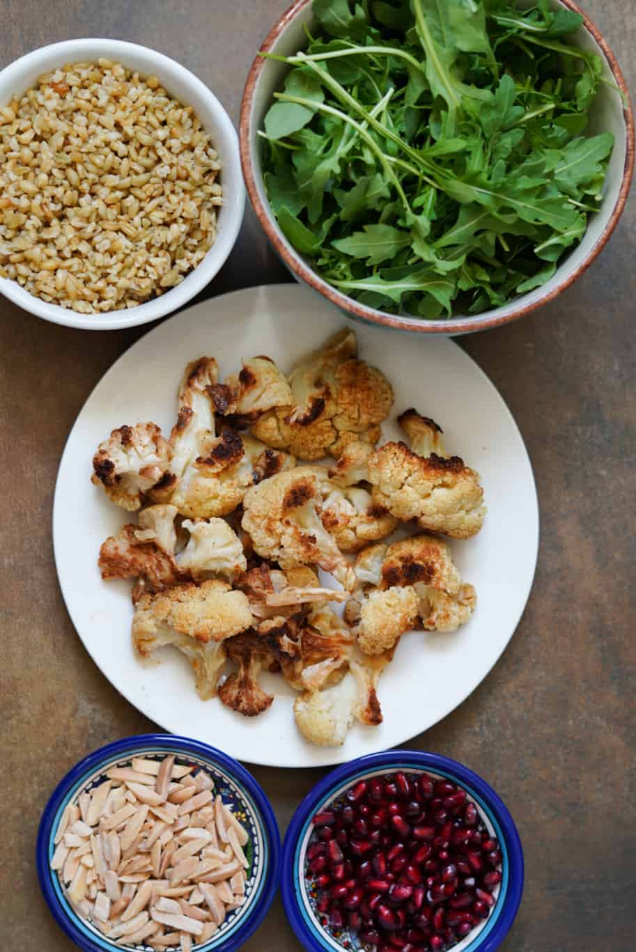 Freekeh Salad with Roasted Eggplant and Sumac Dressing