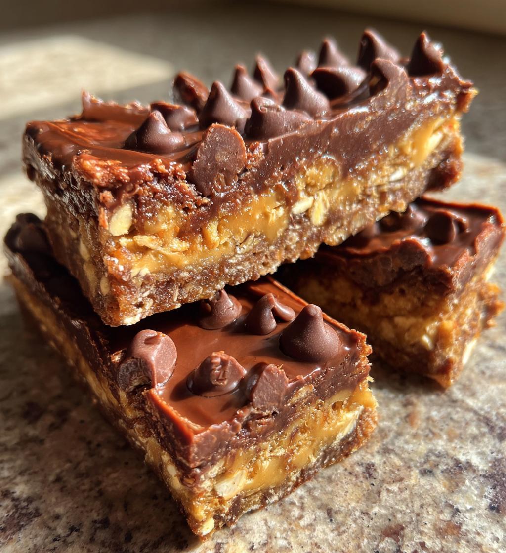 No-Bake Instant Chocolate Peanut Butter Oat Bars