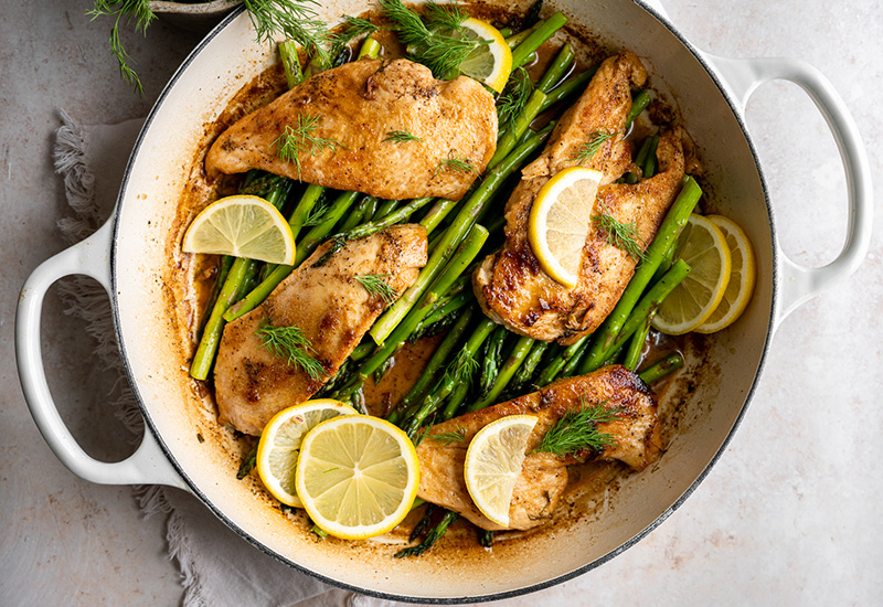 Lemon-Dill Chicken Thighs with Asparagus