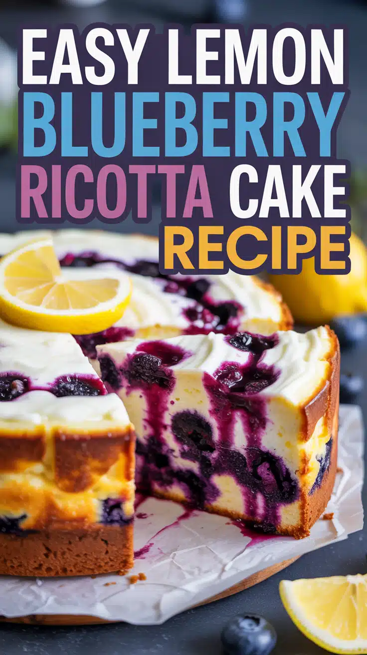 Lemon Blueberry Ricotta Sheet Cake with Glaze