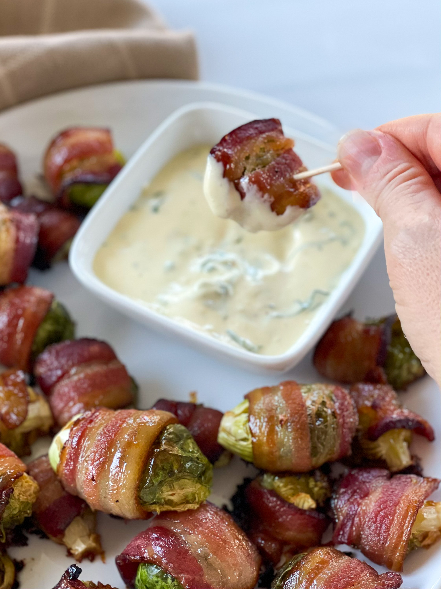 Maple-Glazed Bacon-Wrapped Brussels Sprouts Skewers