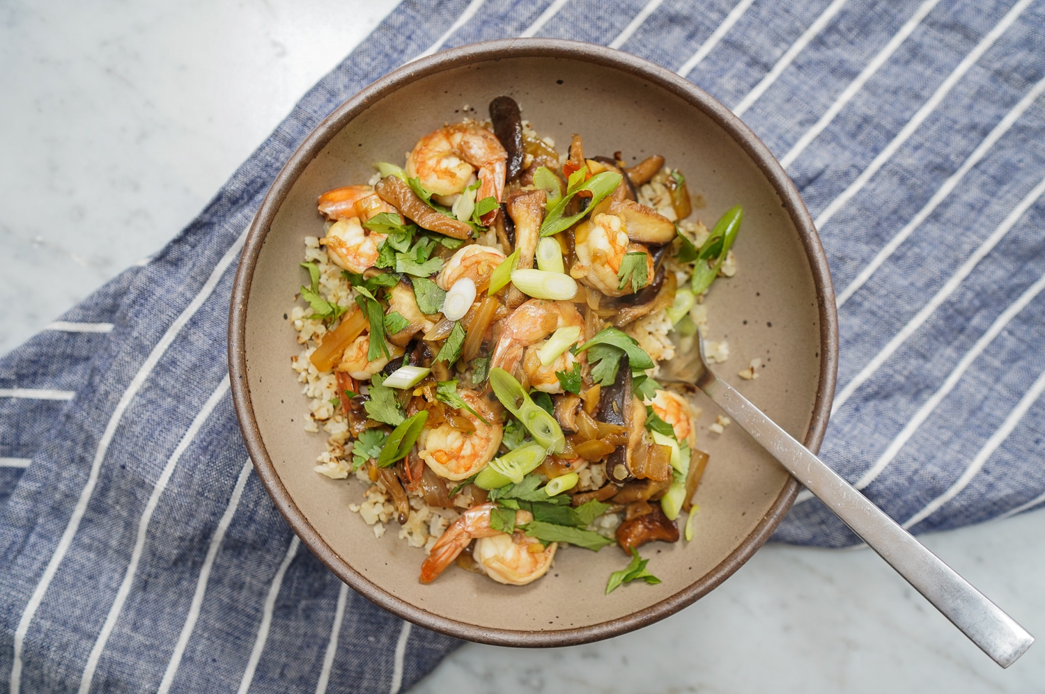 Cauliflower Rice Stir-Fry with Shrimp and Garlic Butter