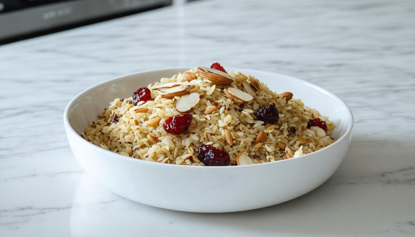 Freekeh Pilaf with Caramelized Onions and Almonds