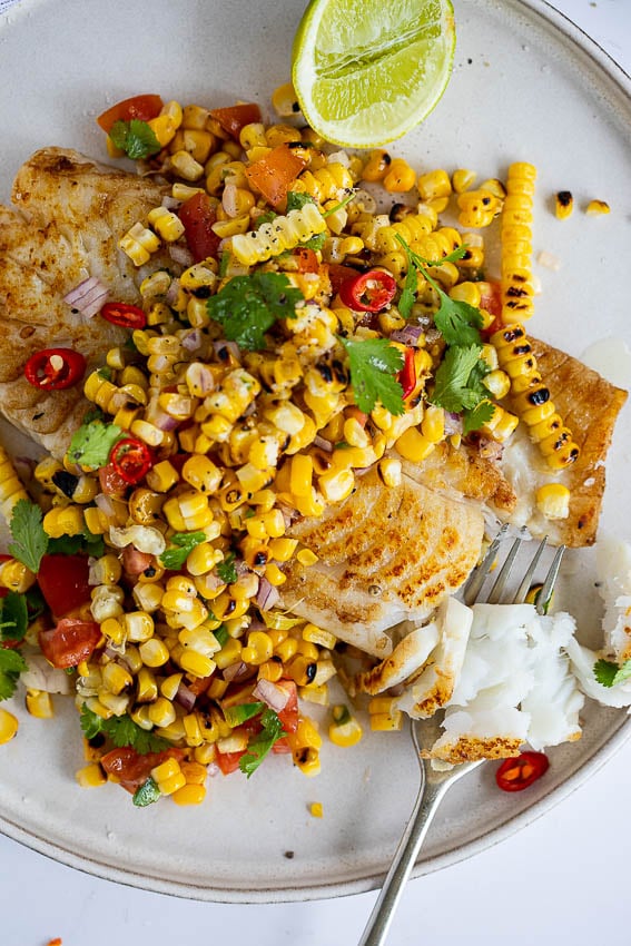 Grilled Cajun-Spiced Catfish with Charred Corn Salad