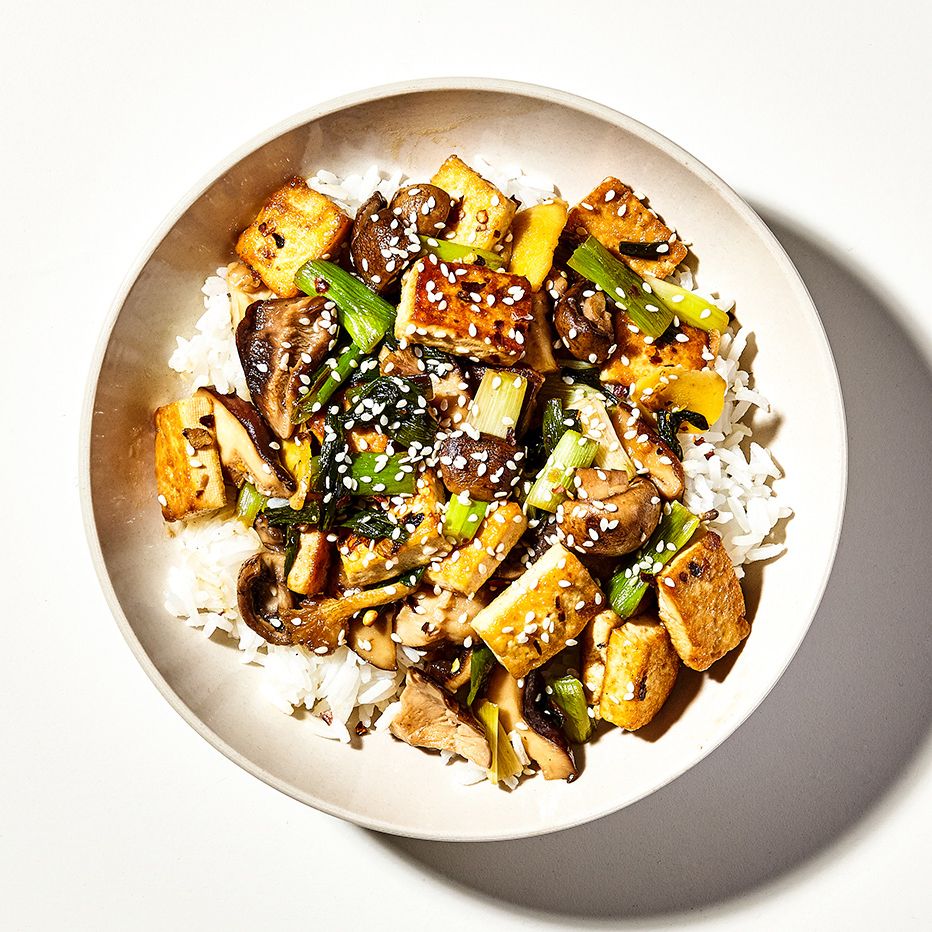 Stir-Fried M4 Mushroom and Tofu with Garlic Soy Glaze