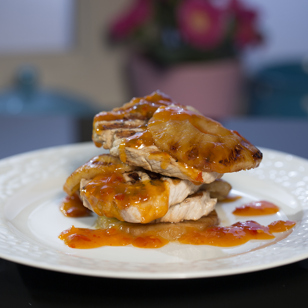 Rum-Glazed Pork Tenderloin with Pineapple Chutney