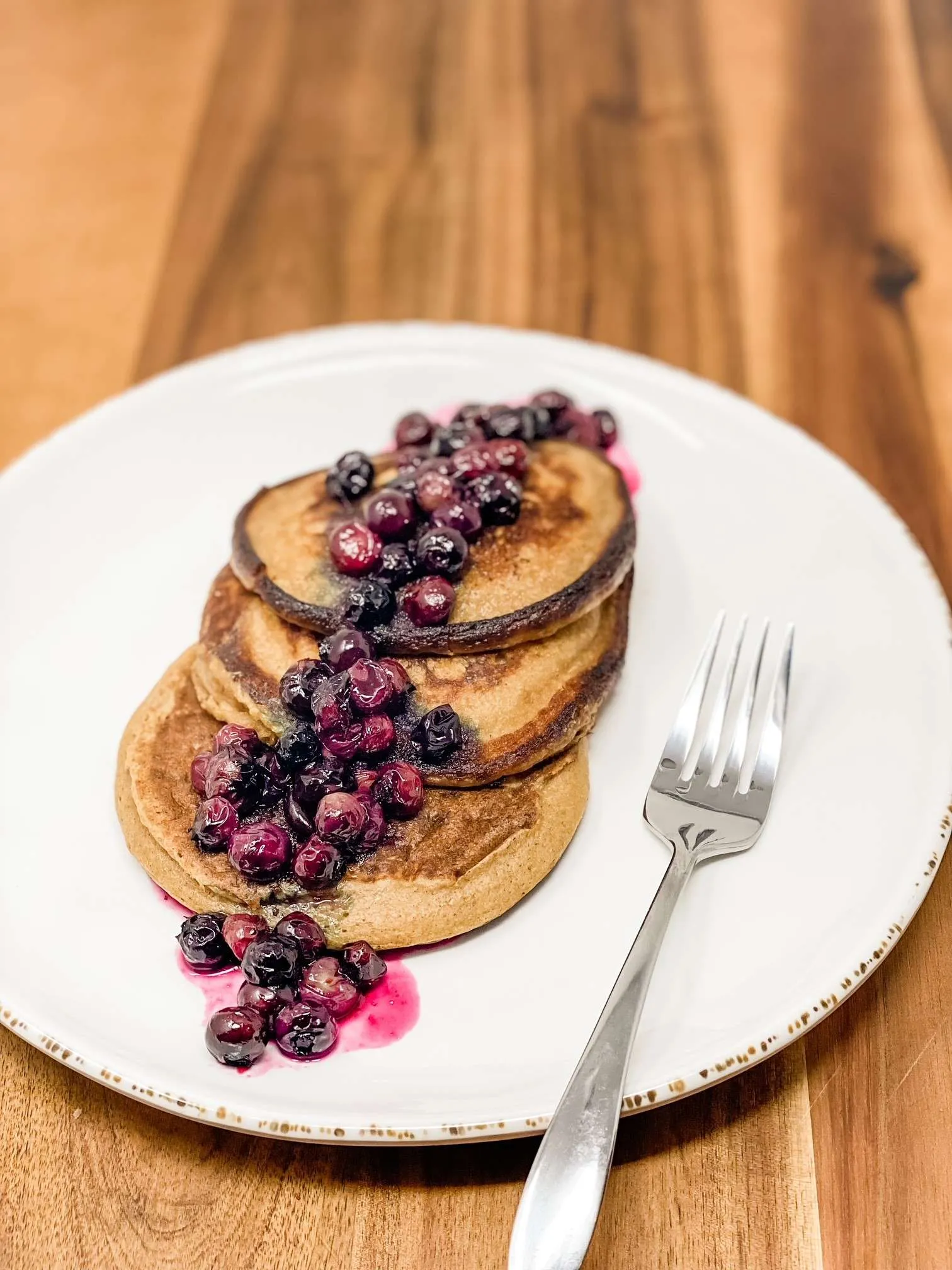Oat Pancakes with Maple-Infused Blueberry Compote