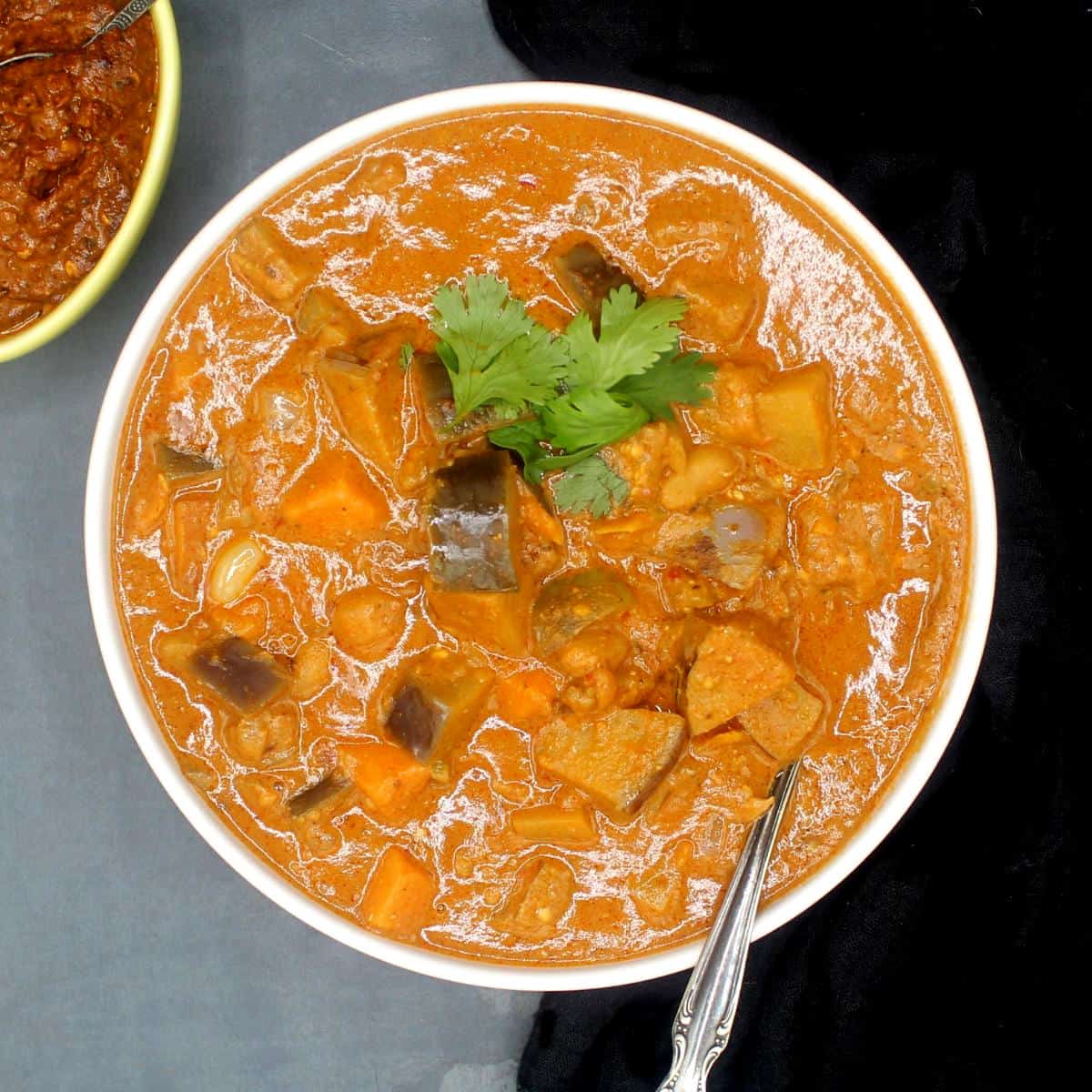 Vegan African Peanut Stew with Eggplant and Okra