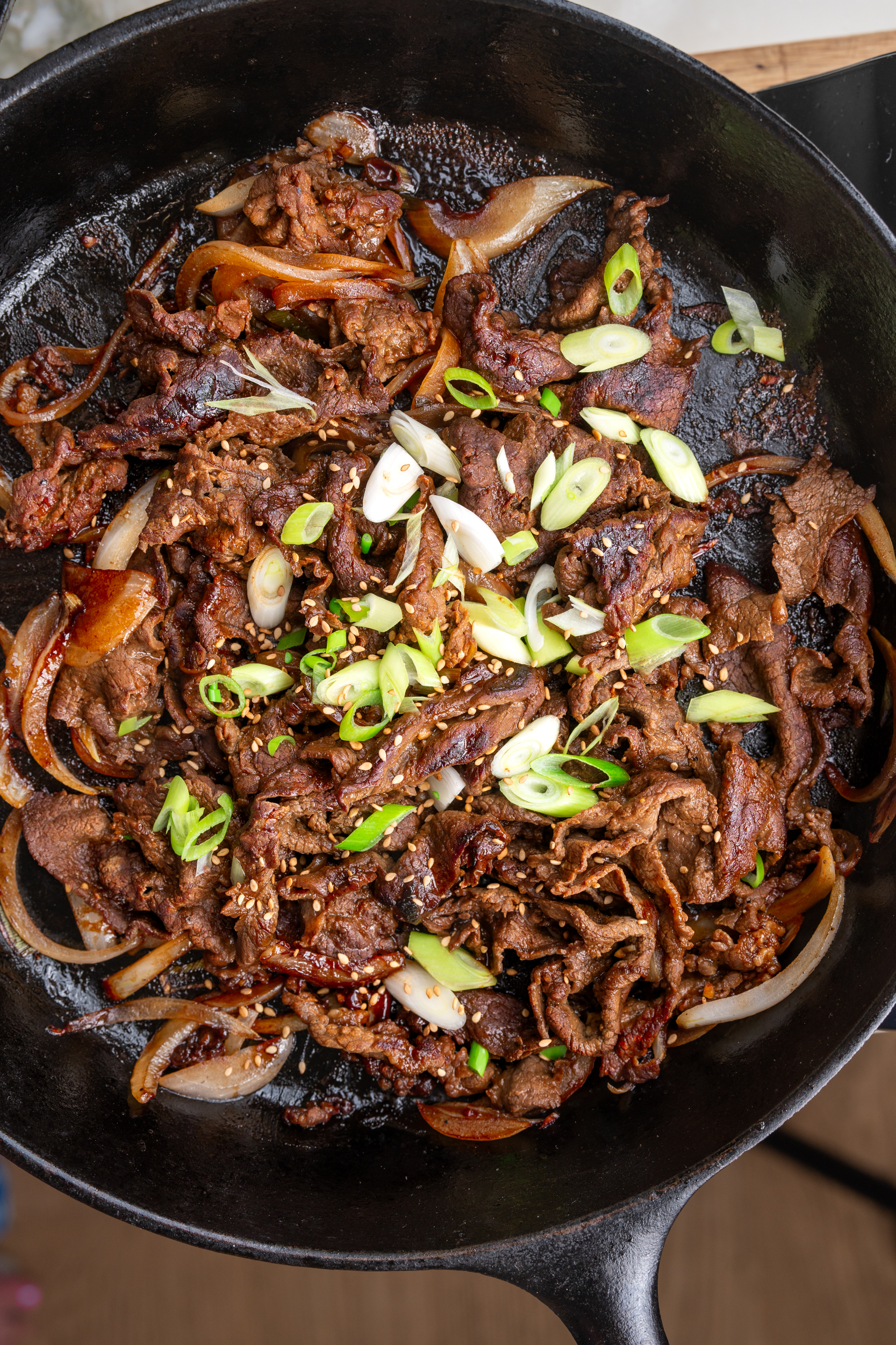 Skillet Korean Beef Bulgogi with Scallions