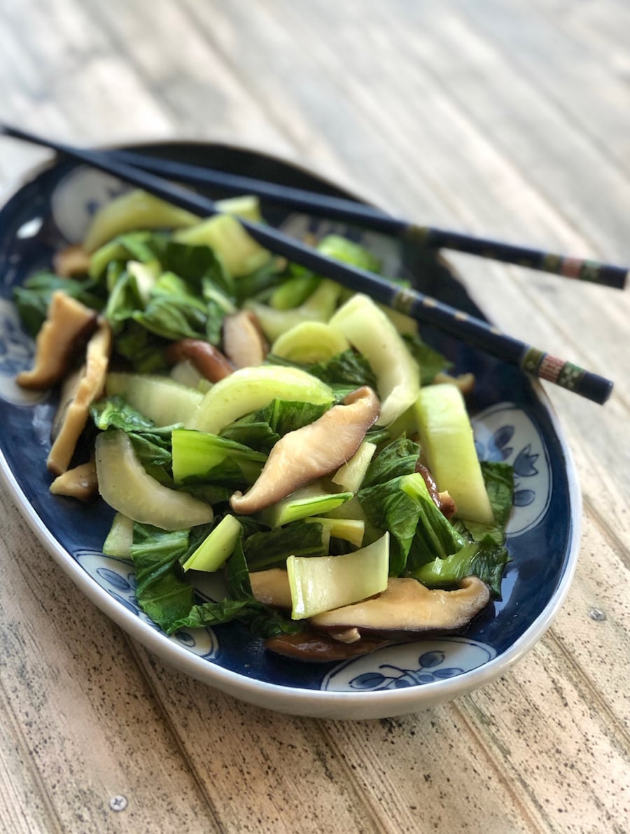 Vegetarian Braised Shiitake Mushrooms with Bok Choy