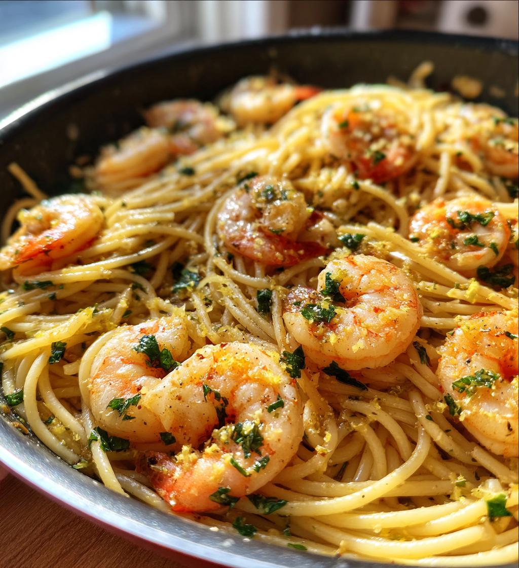 One-Pan Baked Shrimp Pasta with Garlic Cream Sauce