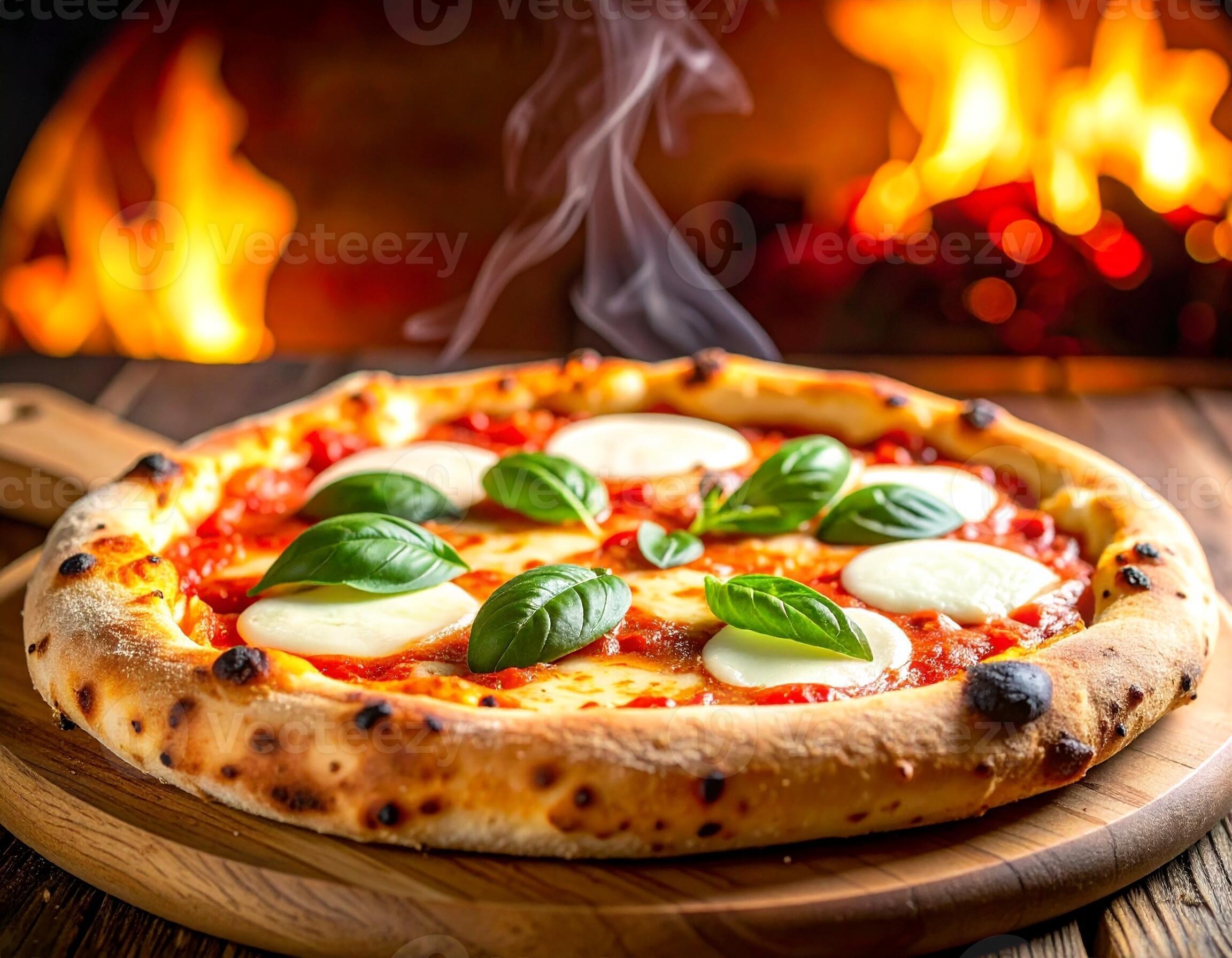 Wood-Fired Italian Margherita Pizza with Fresh Basil