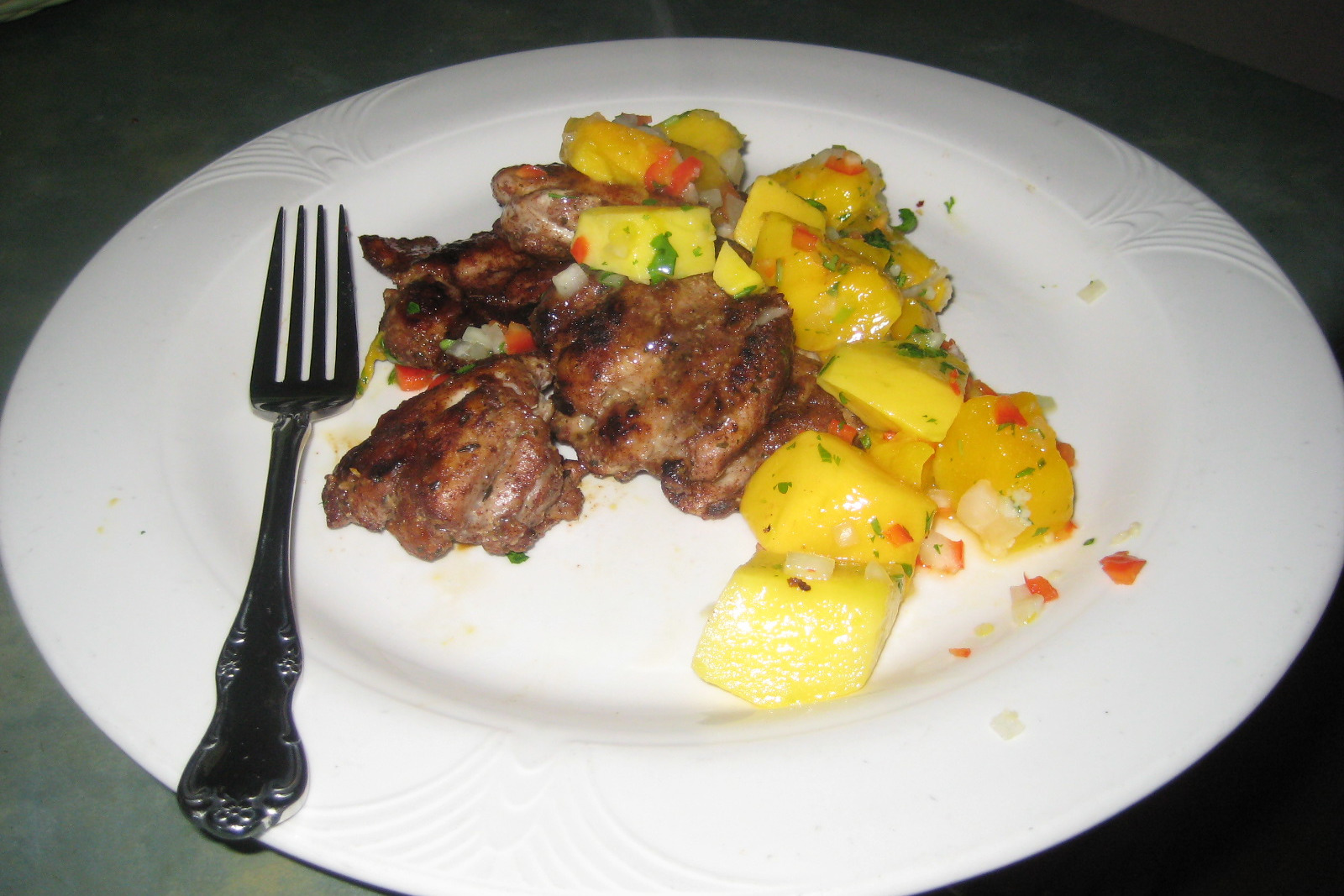 Caribbean-Style Jerk Chicken Thighs with Mango Salsa