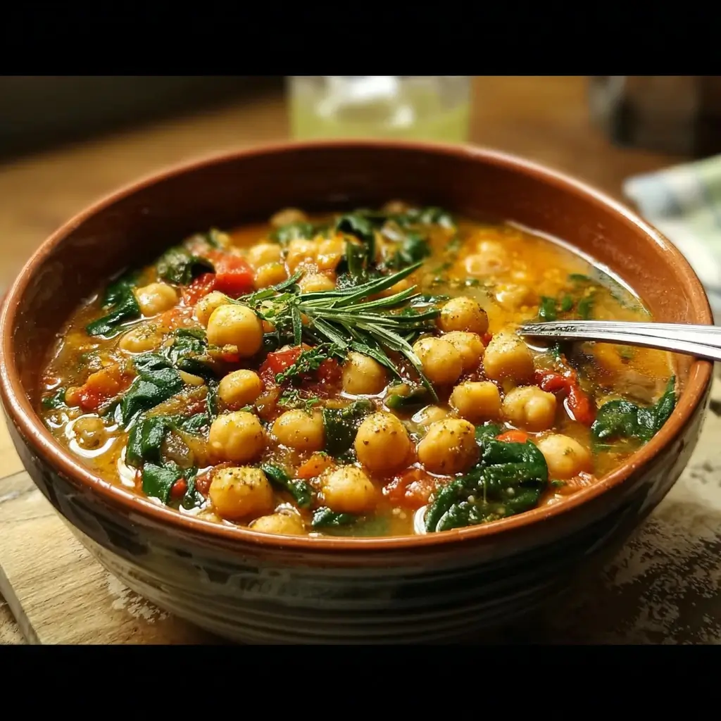 One-Pot Mediterranean Chickpea Stew with Tomato and Spinach