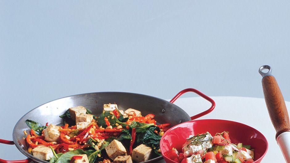 Spicy Sautéed Tofu with Bell Peppers and Sesame