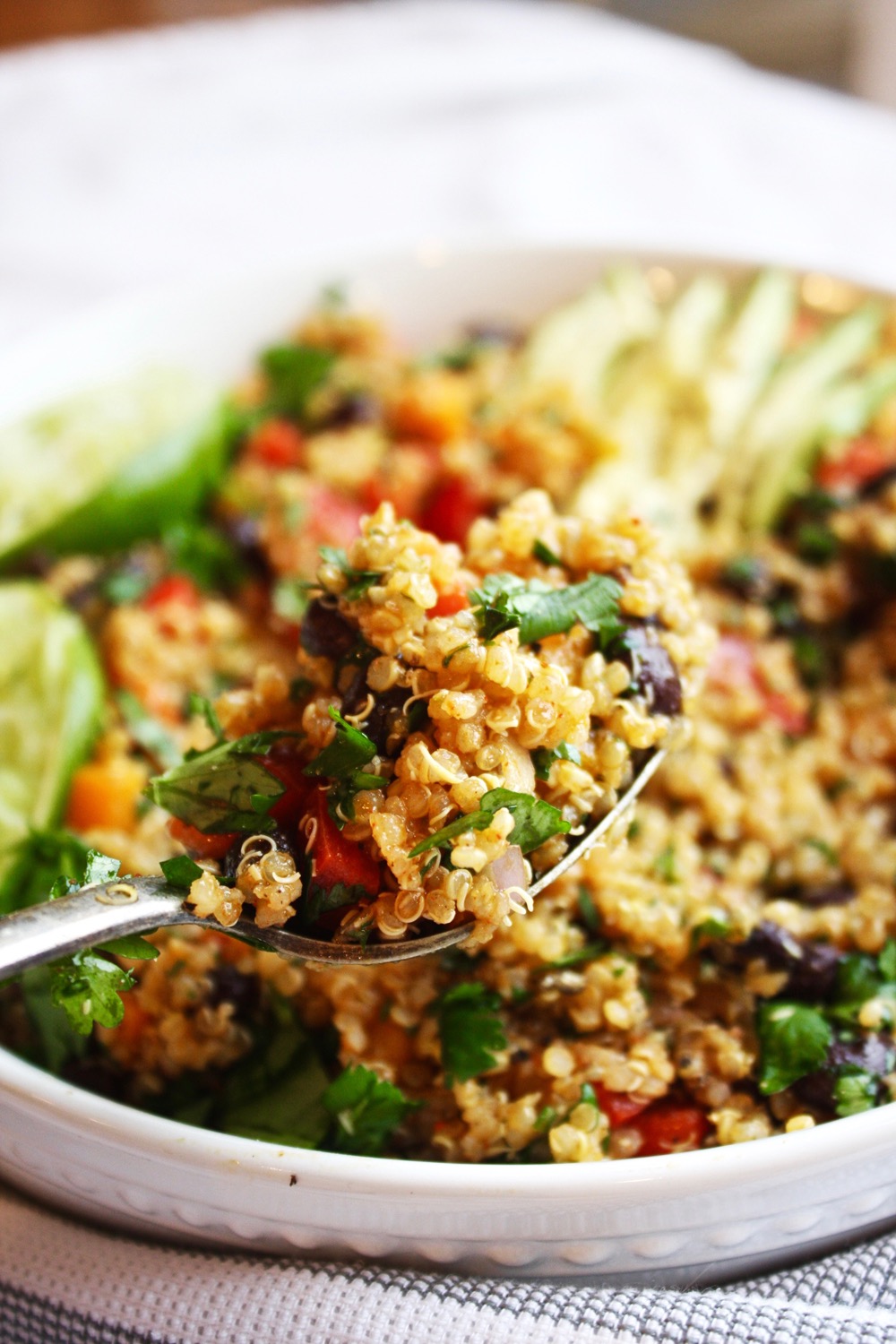 Gluten-Free Quinoa and Black Bean Salad with Fresh Lime Dressing