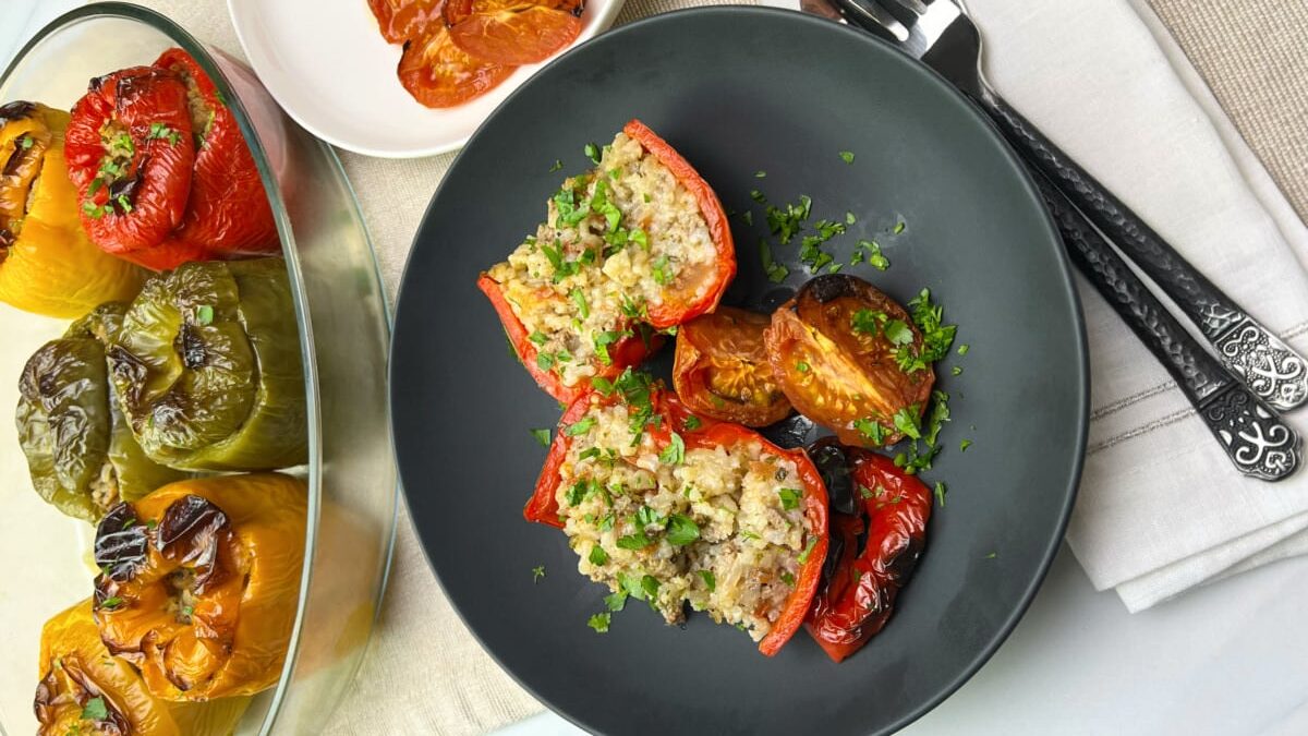 Kerch Strait-Inspired Stuffed Bell Peppers with Lamb and Rice