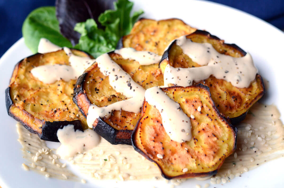Black Sea-Inspired Roasted Eggplant with Walnut and Garlic Sauce