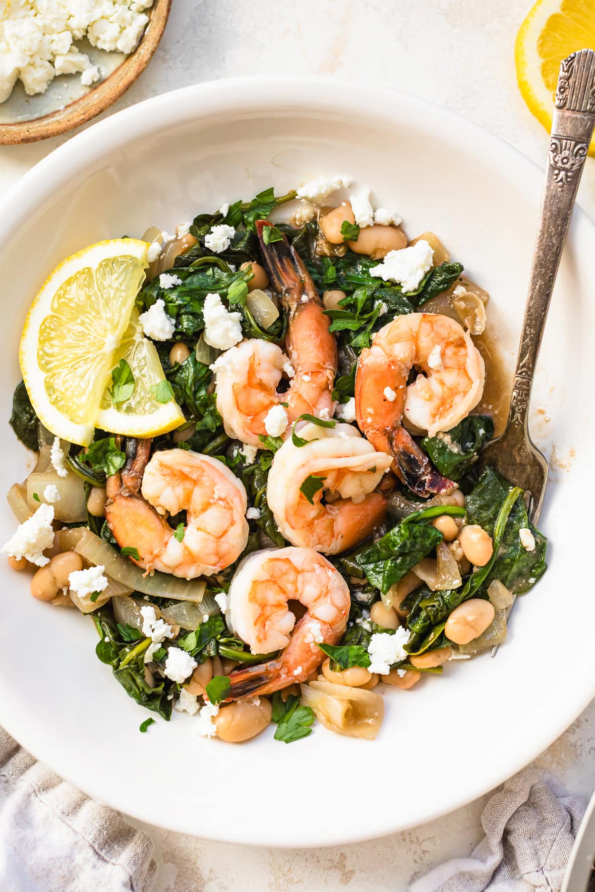 Sautéed Garlic Shrimp with Spinach and White Beans
