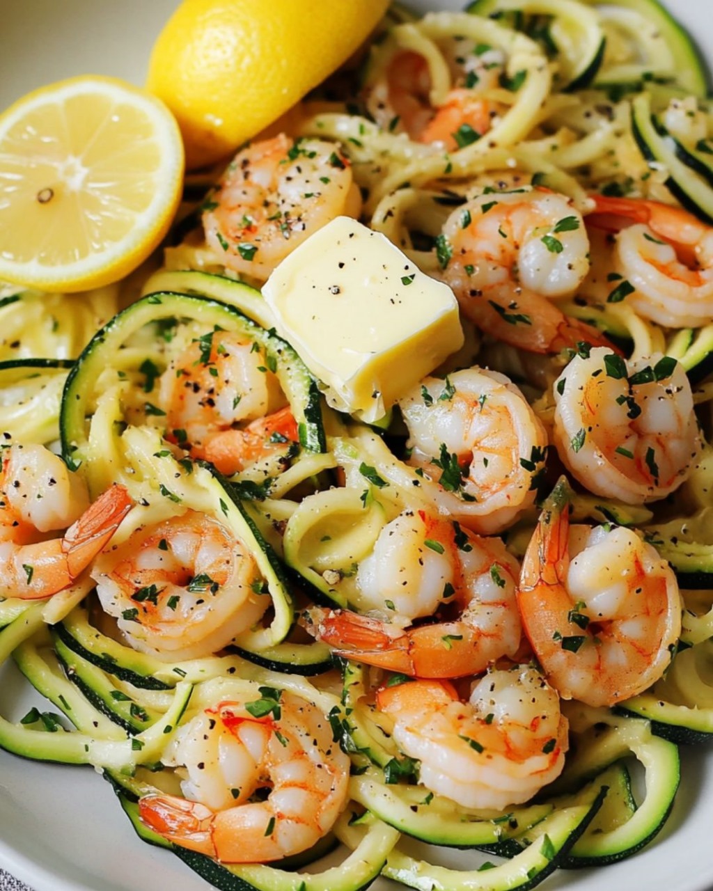 Sautéed Garlic and Lemon Shrimp with Zucchini Noodles