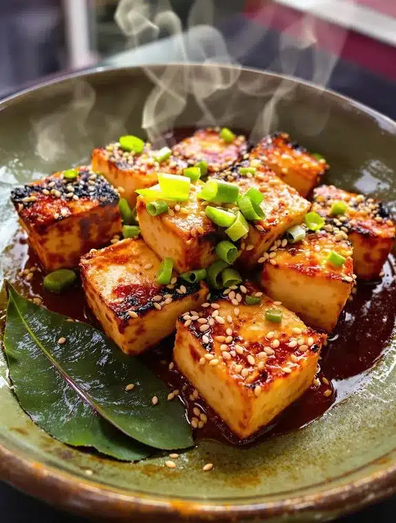 Sautéed Korean-Style Spicy Tofu with Scallions