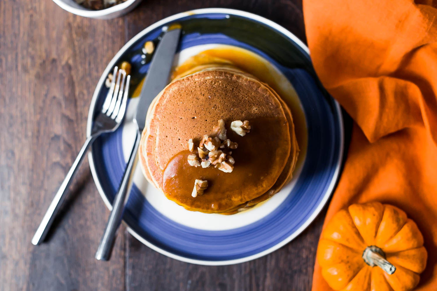 Cinnamon-Spiced Pumpkin Pancakes with Maple Butter