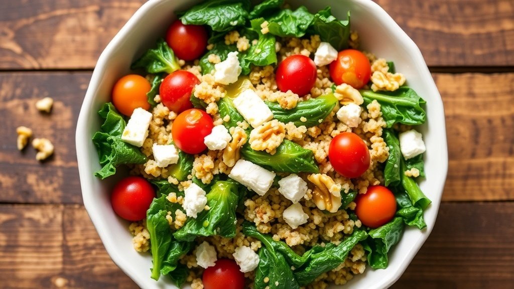 Sautéed Kale and Quinoa Salad with Lemon-Tahini Dressing