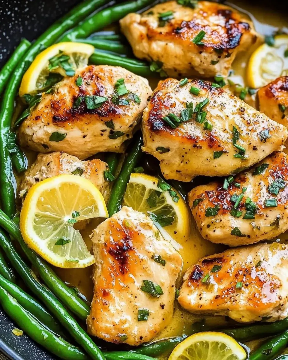 Pan-Seared Chicken with Sautéed Green Beans and Garlic Butter