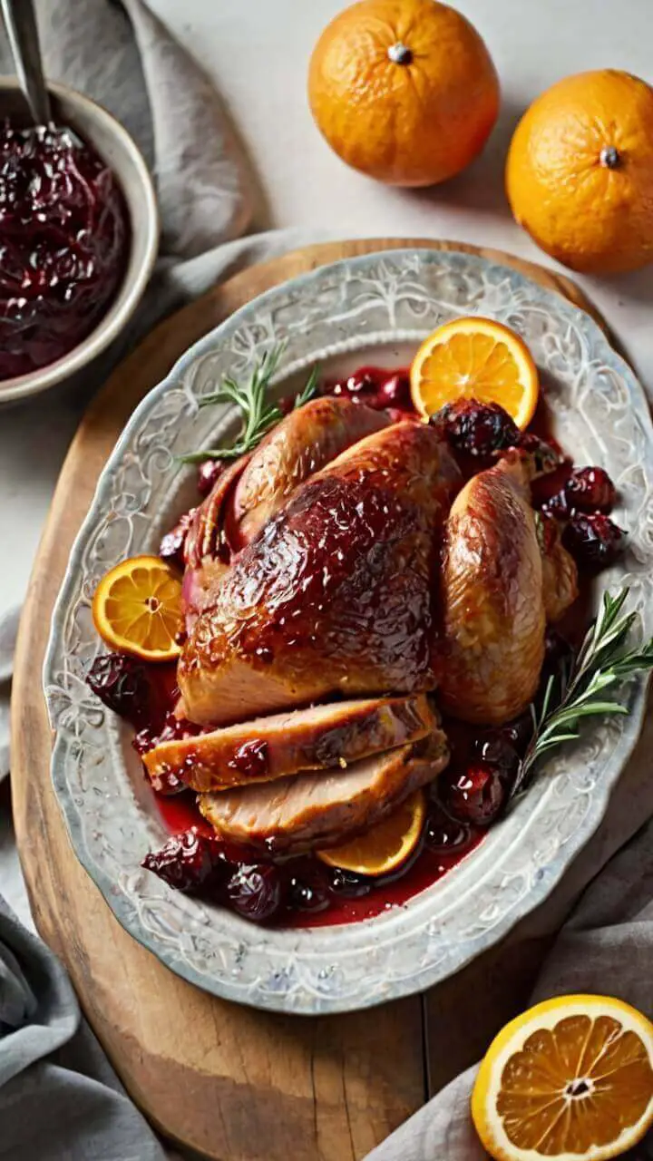 Baked Herb-Crusted Turkey Breast with Cranberry Orange Relish