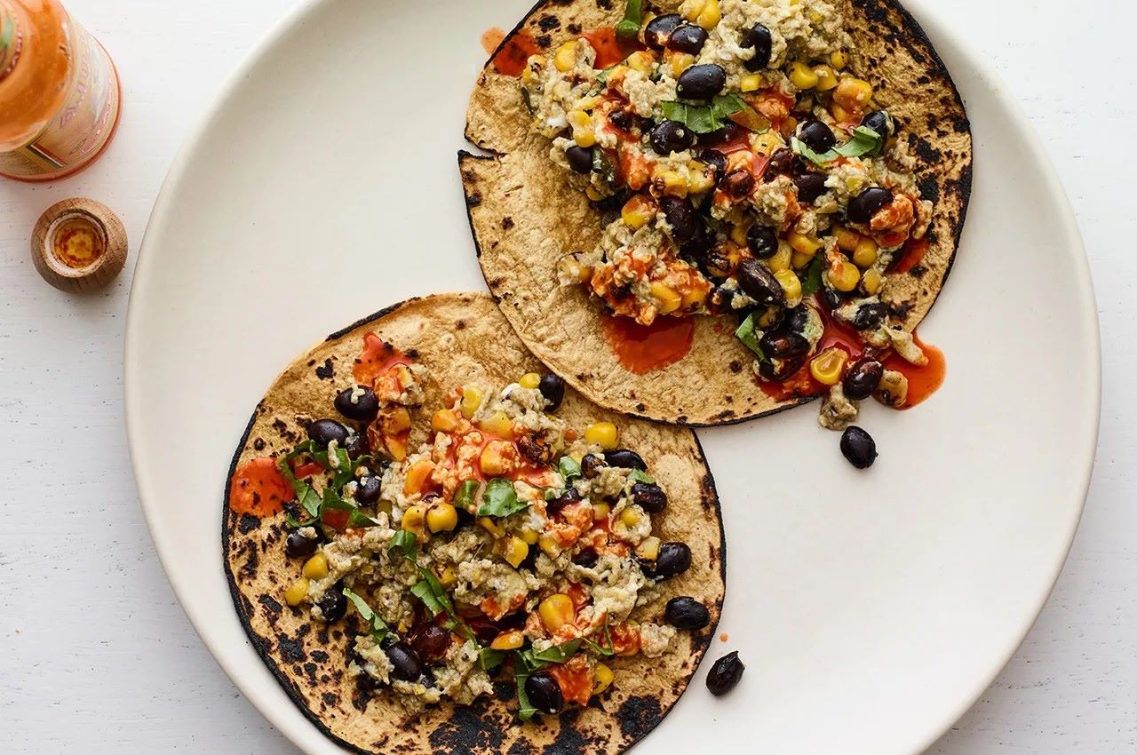 Air Fryer Smoky Corn and Black Bean Tacos