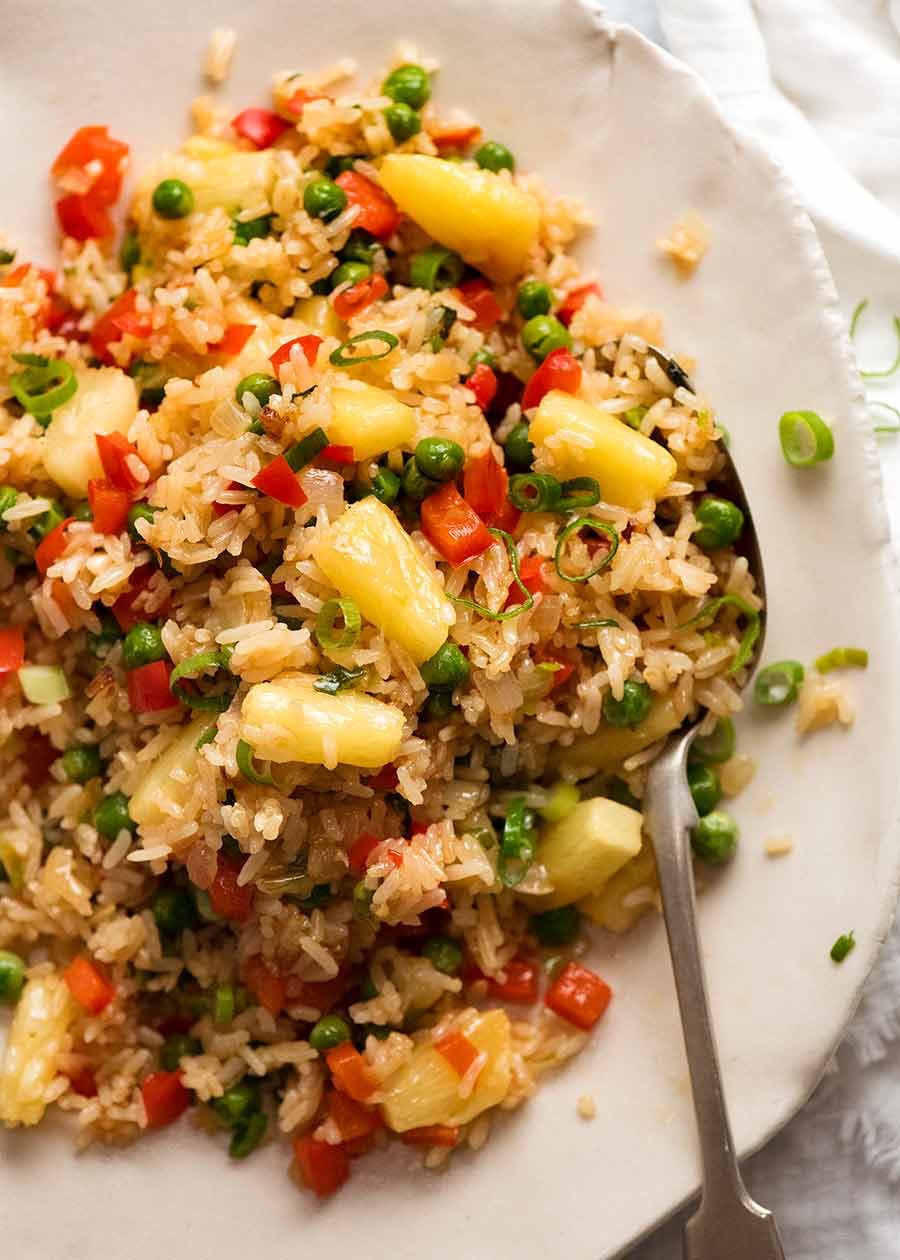 Sweet and Tangy Pineapple Fried Rice with Cilantro and Lime