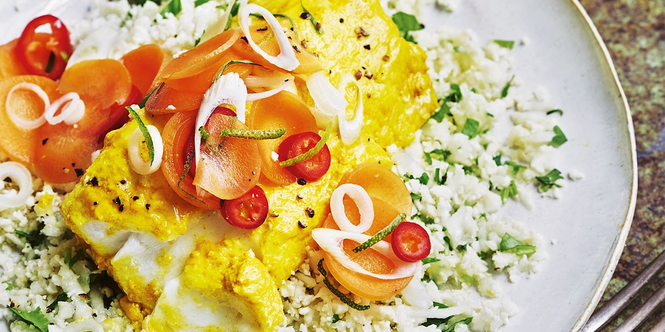 Pan-Seared Cod with Ginger-Turmeric Cauliflower Rice