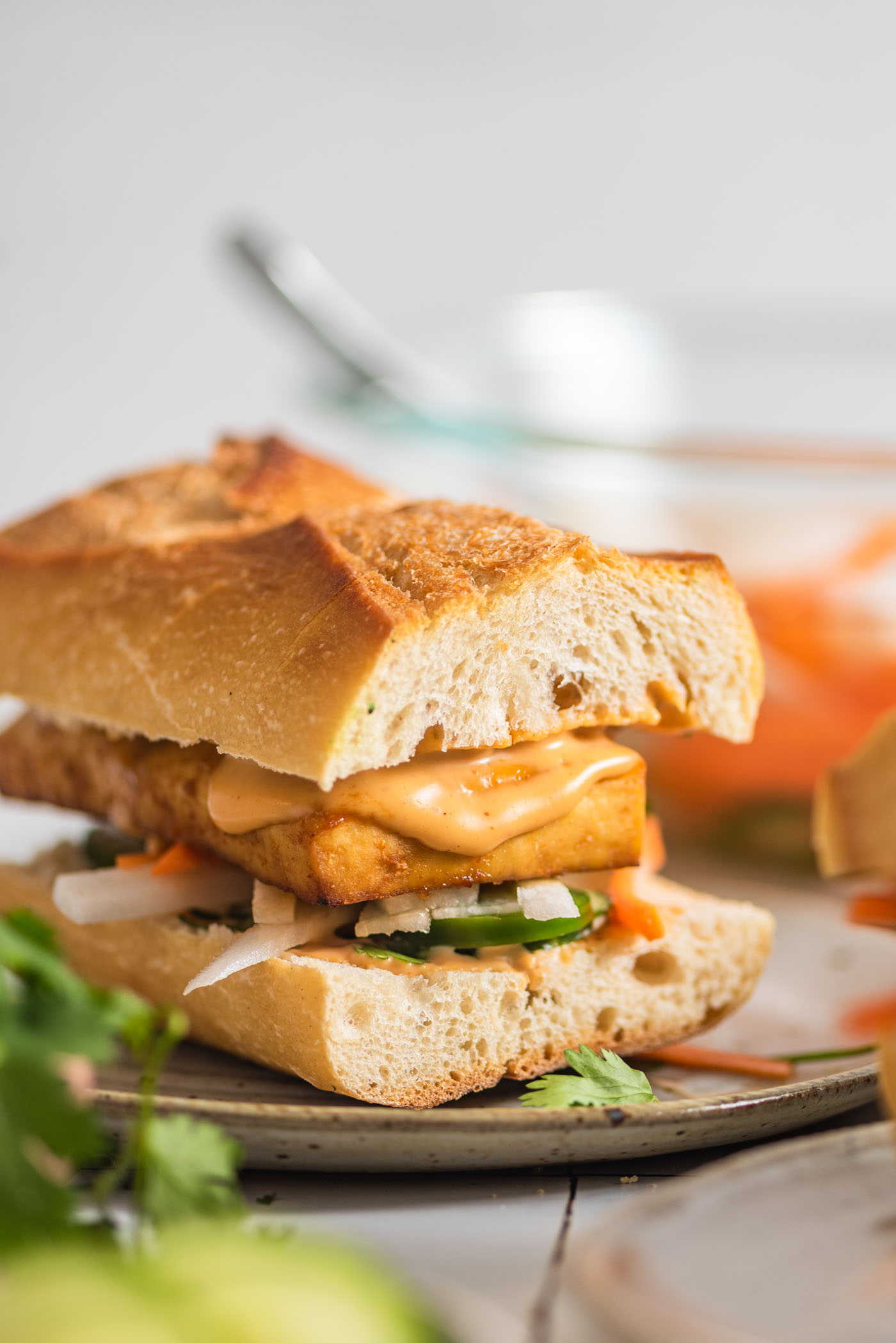 Vietnamese Banh Mi-Inspired Crispy Tofu Sandwich