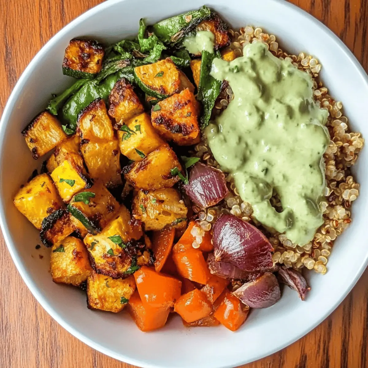 Tahini-Glazed Quinoa and Roasted Veggie Bowl