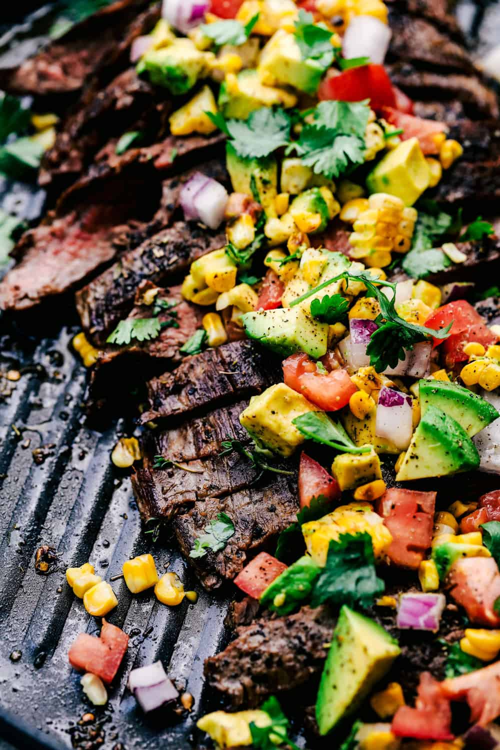 Citrus and Coffee Rubbed Grilled Flank Steak with Charred Pineapple Salsa